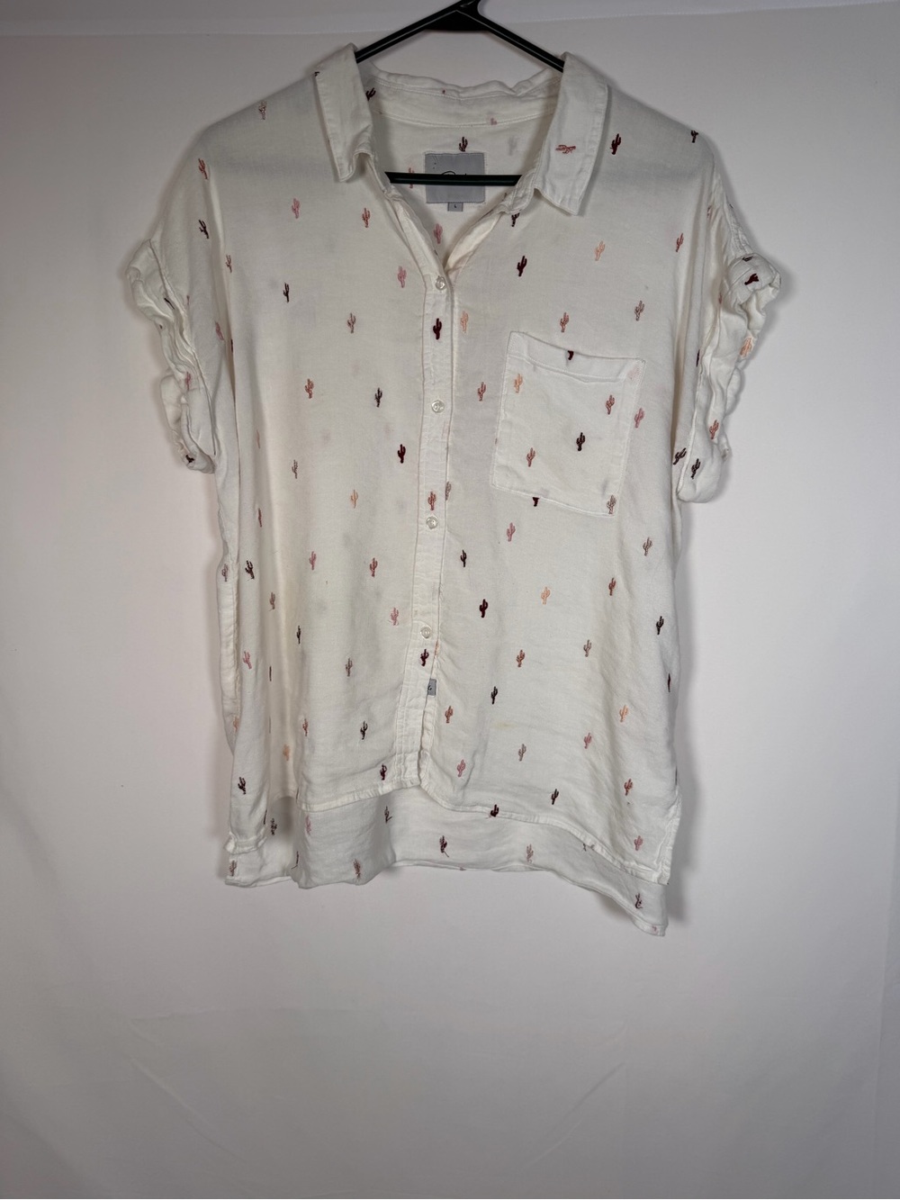 Rails Cream Linen Blend Whitney Metallic Cactus Pink and Brown Embroidery